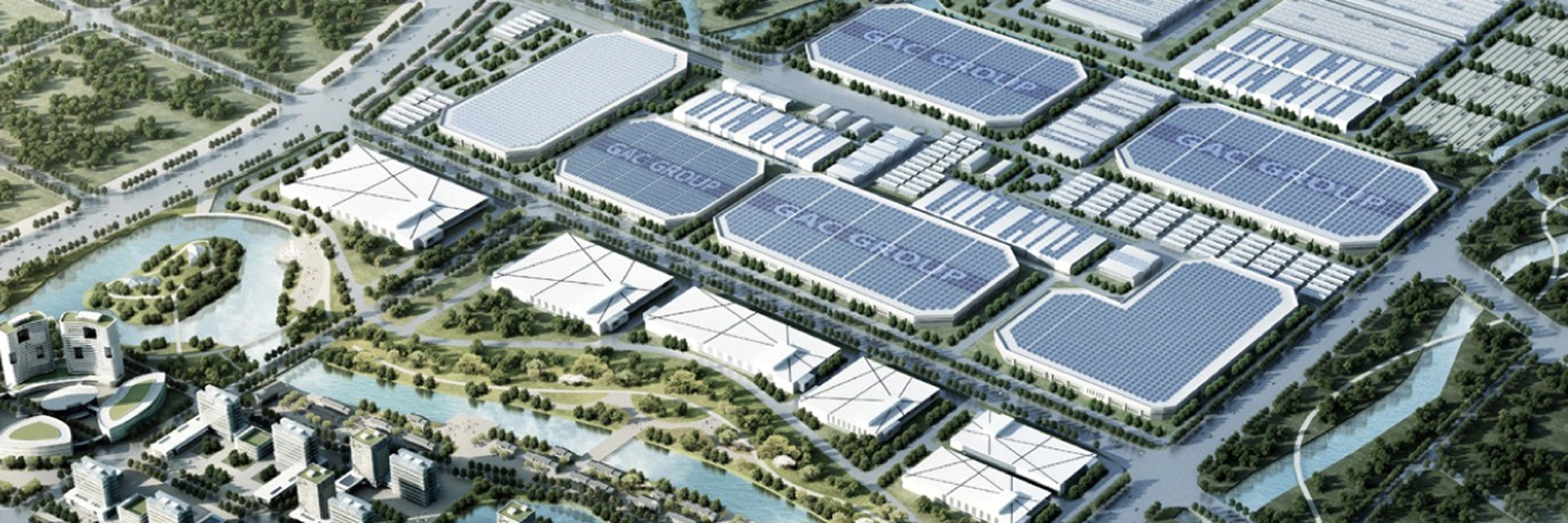 The GAC AION Smart Ecological Factory seen from the air