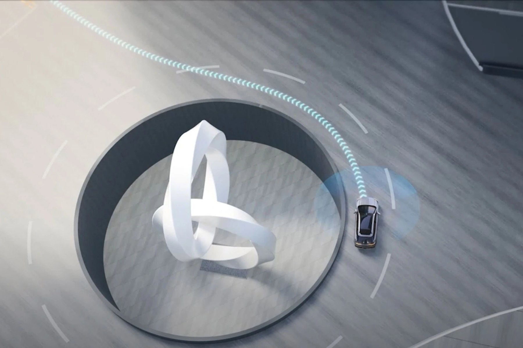 An ADiGO test vehicle tracing the GAC mark on a proving ground