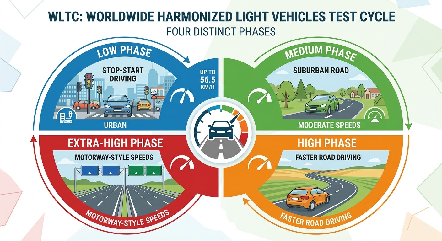 The four speed phases of the WLTC test cycle